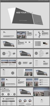 創(chuàng)意三角與梯形拼接 打造高級感灰色商務(wù)PPT模板